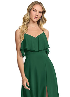 Azazie Jean Bridesmaid Dresses Dark Green A-Line Chiffon Convertible Dress image4