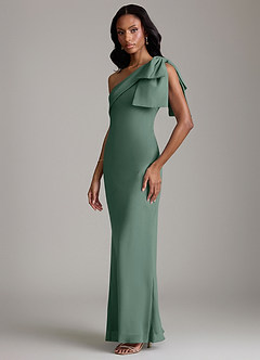 Azazie Yuanna Bridesmaid Dresses Sea Moss Mermaid One Shoulder Chiffon Dress image5