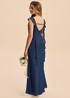Azazie Cindy Junior Dark Navy A-Line Ruched Chiffon Dress image2