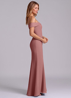 Azazie Luciana Bridesmaid Dresses Desert Rose Sheath Off the Shoulder Chiffon Convertible Dress image6