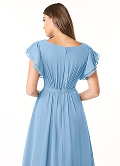 Azazie Daphne Modest Bridesmaid Dresses A-Line Ruffled Chiffon Floor-Length Dress image5