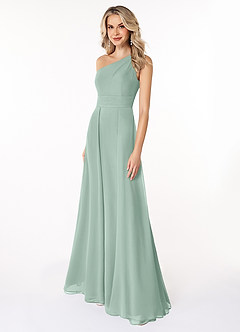 Azazie Dallas Bridesmaid Dresses Agave A-Line One Shoulder Chiffon Dress image1