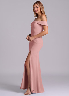 Azazie Luciana Bridesmaid Dresses Dusty Rose Sheath Off the Shoulder Chiffon Convertible Dress image4