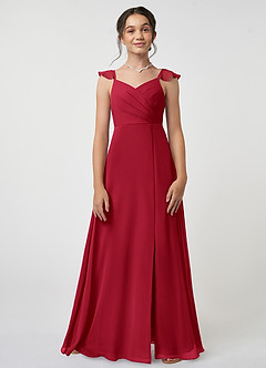 Azazie Amada Junior Agave A-Line Ruched Chiffon Dress image1