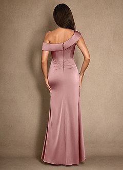 Azazie Hamptons vestidos de madre de la novia Vestido de Rosa Polvorienta de Satén Elástico de Corte En A con Plisado image2