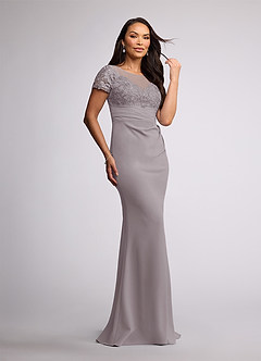 Azazie Susan Abiti per la Madre della Sposa Abito Tubino in Crepe Elasticizzato Pizzo Dusk image2