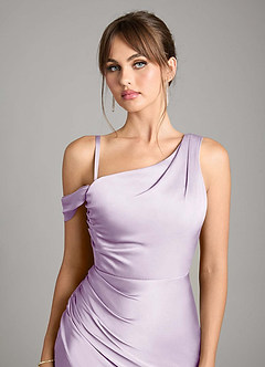 Azazie Madelyn Bridesmaid Dresses Frosted Lilac Mermaid One Shoulder Stretch Satin Convertible Dress image3