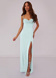 Barbie ♥ Azazie Bridesmaid Dresses Sea Glass Mermaid Corset Stretch Satin Dress image1