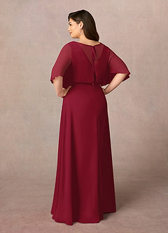 Azazie Oksana Mother of the Bride Dresses Burgundy A-Line V-Neck Pleated Chiffon Dress image9