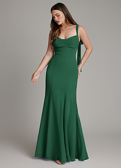 Azazie Carlotta Bridesmaid Dresses Dark Green Mermaid Sweetheart Neckline Chiffon Dress image5