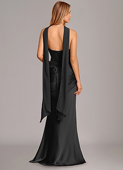 Azazie Pelagia Robes de demoiselle d'honneur Robe Sirène Convertible en Satin extensible Corset Noir image4