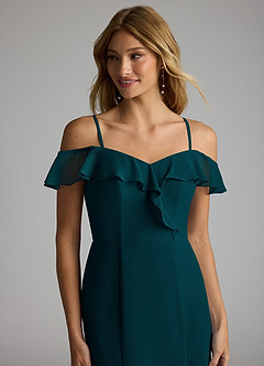 Azazie Sophie Brudtärnklänningar Klänning av A-Line i Chiffong Av axeln Tallgrön Konvertibel image2