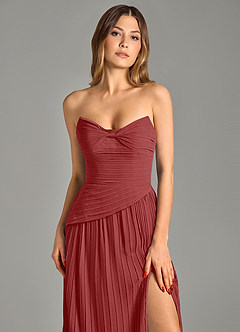 Azazie Becka Bridesmaid Dresses Rust A-Line Strapless Chiffon Dress image6