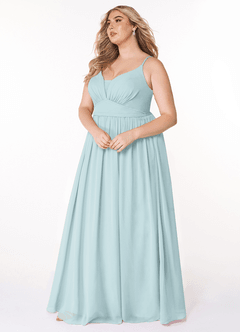 Azazie Rayna Bridesmaid Dresses Mist A-Line V-Neck Pleated Chiffon Dress image9