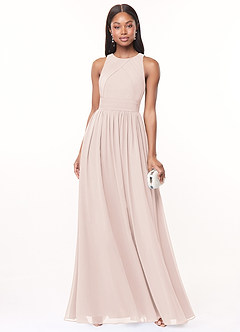 Azazie Harper Bridesmaid Dresses Rose Petal A-Line Pleated Chiffon Dress image1