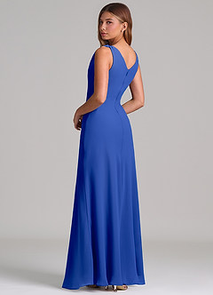 Azazie Nerine Brudtärnklänningar Klä av A-Linje i Chiffong Plisserad Kungsblå image2