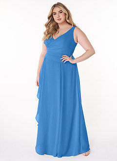 Azazie Kori Bridesmaid Dresses Blue Jay A-Line Pleated Chiffon Dress image8