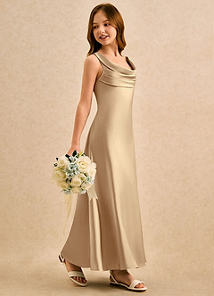 Azazie Raspberry Girls Formal Flower Girl Klänningar Klä A-Line i Stretch Satin Plisserad image3