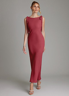 Azazie Luddie Bridesmaid Dresses Pomegranate Mermaid Bow Chiffon Dress image4