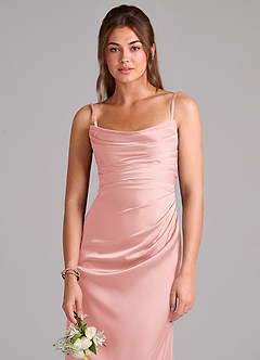 Azazie Lucille Bridesmaid Dresses Powder Pink Mermaid Strapless Stretch Satin Convertible Dress image6