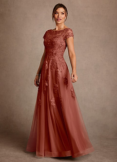 Azazie Jalinda Abiti per la Madre della Sposa Abito A-Line in Chiffon Pizzo Auburn image4