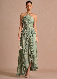 Vestido Platino Verde Azulado Maxi Hatsu image4