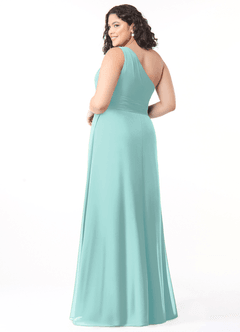 Azazie Dallas Jurken voor bruidsmeisjes Jurk van Chiffon met A-Lijn One-Shoulder Aqua image7