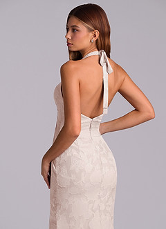 Azazie Valerie 신부 들러리 드레스 인어 주름진 플로럴 번아웃 바닥 길이 드레스 image2