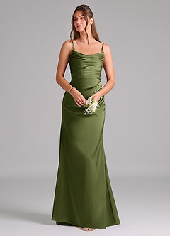 Azazie Lucille Bridesmaid Dresses Olive Mermaid Strapless Stretch Satin Convertible Dress image7