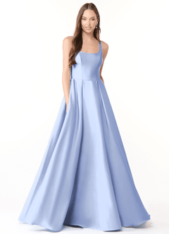 Azazie Neve Bridesmaid Dresses Ice Ball-Gown with Pockets Stretch Satin Dress image1