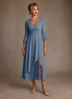 Azazie Aerynne Abiti per la Madre della Sposa Abito A-Line in Chiffon Plissettato Crepuscolo image4