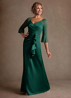 Azazie Nampa Klänningar till brudens mor Klä Tubklänning i Maska Plisserad Smaragdgrön image2