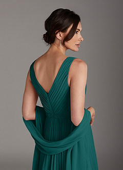 Azazie Kris Mère de la mariée Robes Robe Trapèze en Mousseline de soie Paillettes Paon image5