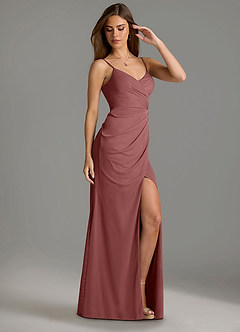 Azazie Maci Bridesmaid Dresses Amethyst Sheath Pleated Mesh Dress image3