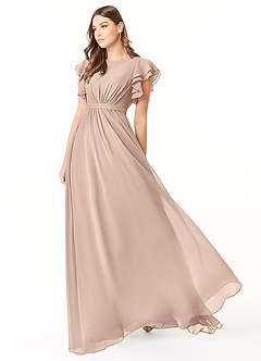 Azazie Daphne Modest Bridesmaid Dresses A-Line Ruffled Chiffon Floor-Length Dress image3