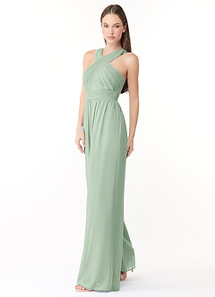 Azazie Berdie Abiti da Damigella Tuta in Chiffon con Scollo Halter Agave image3
