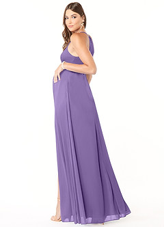 Azazie Annabelle Maternity Bridesmaid Dresses A-Line V-Neck Pleated Mesh Floor-Length Dress image5