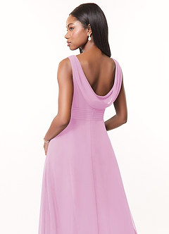 Azazie Karina Bridesmaid Dresses Candy Pink A-Line Pleated Chiffon Dress image4