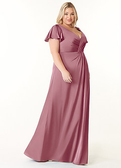 Azazie Soren Bridesmaid Dresses Vintage Mauve A-Line Pleated Stretch Satin Dress image10