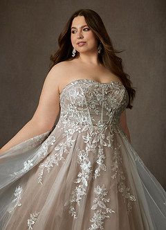 Azazie Keri Robes de mariée Robe Princesse en Dentelle Sans bretelles Blanc Diamant Caramel image17