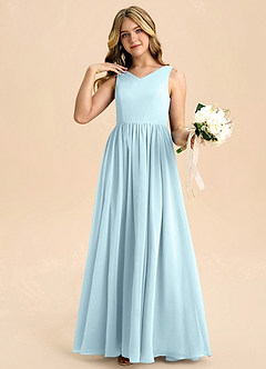 Azazie Hathaway Junior Vestido de Azul Nube de Gasa de Corte en A con Lazo image5