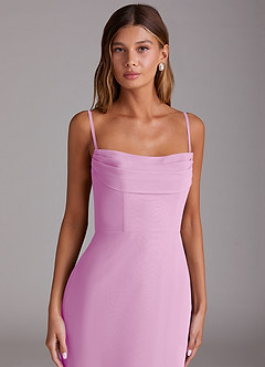 Azazie Saige Bridesmaid Dresses Candy Pink A-Line Off the Shoulder Chiffon Convertible Dress image2