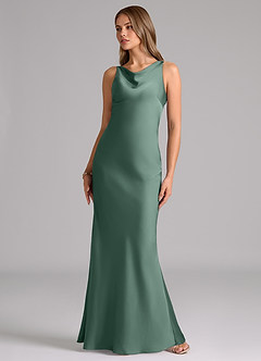 Azazie Allettie Bridesmaid Dresses Eucalyptus Mermaid Stretch Satin Dress image5