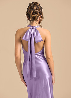 Azazie Velli Brudtärnklänningar Klä av Tubklänning i Metallisk satin Hög hals Lila image6