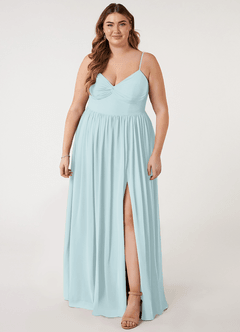 Azazie Zeya Bridesmaid Dresses Mist A-Line V-Neck Pleated Chiffon Dress image6