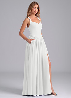 Azazie Francis Bridesmaid Dresses White A-Line Corset Chiffon Dress image6