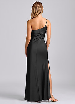 Azazie Marseli 신부 들러리 드레스 인어 한쪽 어깨 스트레치 새틴 바닥 길이 드레스 image6