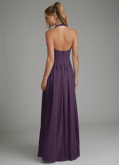 Azazie Alicia Bridesmaid Dresses Plum A-Line Pleated Chiffon Dress image6
