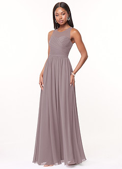 Azazie Nina Bridesmaid Dresses Dusk A-Line Pleated Chiffon Dress image4