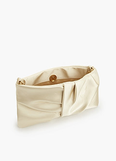 front Pleated Satin Crossbody Bag